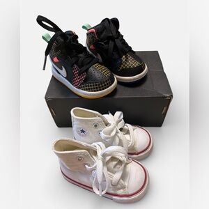 Kids High-Top Sneakers - Black and White 
Bundle Nike and Converse S4 Excellent